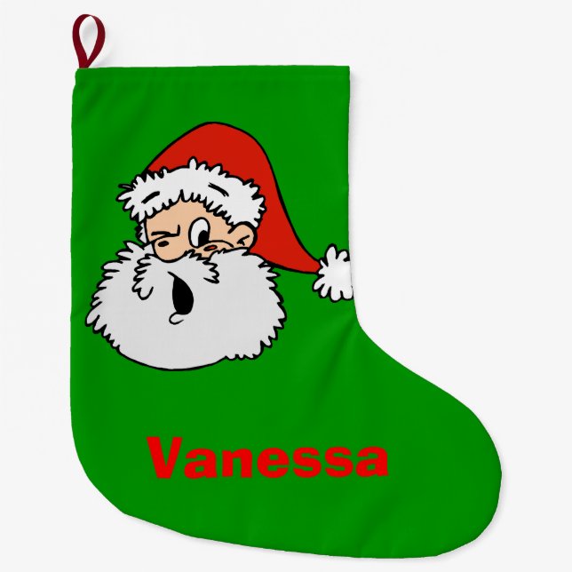 Calcetín Navideño Grande Cute Santa Claus niños Navidades reaccionando (Anverso)