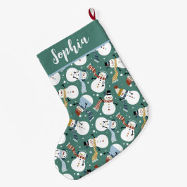 Calcetín Navideño Grande Cute Snowmen