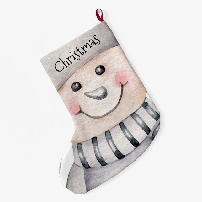 Calcetín Navideño Grande Cute Snowmen (Anverso (colgado))