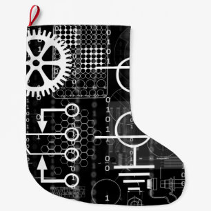 Calcetín Navideño Grande Cyberpunk Tech Geek Gear e ingeniero electrónico 