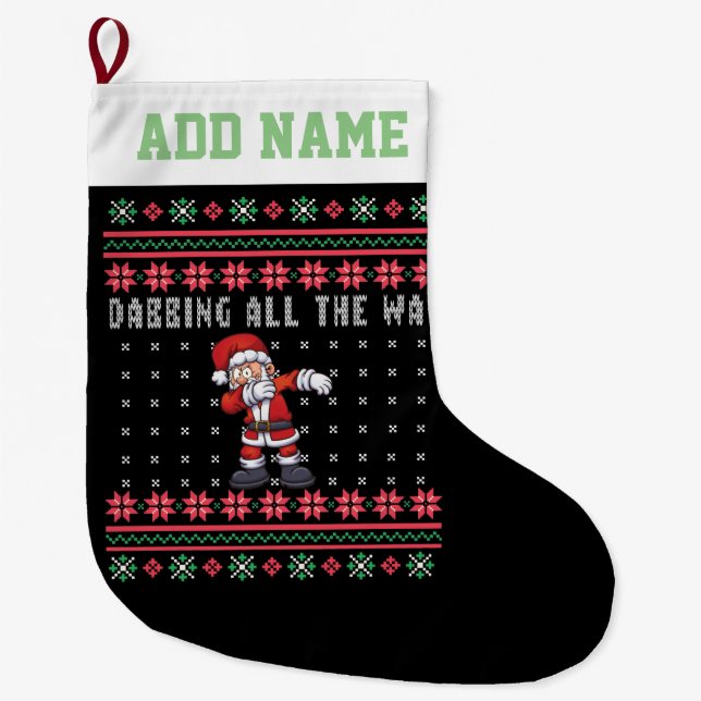 Calcetín Navideño Grande Dabbing Santa Claus Ugly Sweater (Anverso)