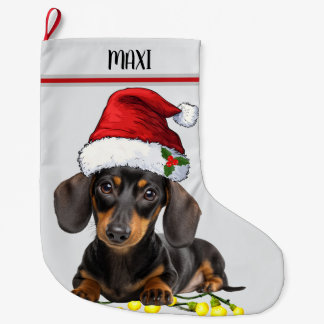 Calcetín Navideño Grande Dachshund Dog Custom Pet