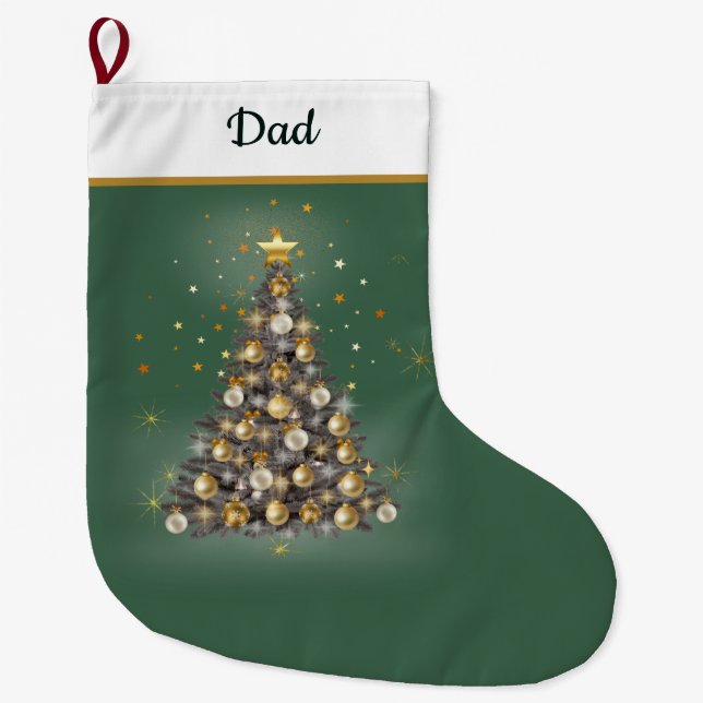 Calcetín Navideño Grande Dad’s Green Christmas Stocking – Classic Design (Anverso)