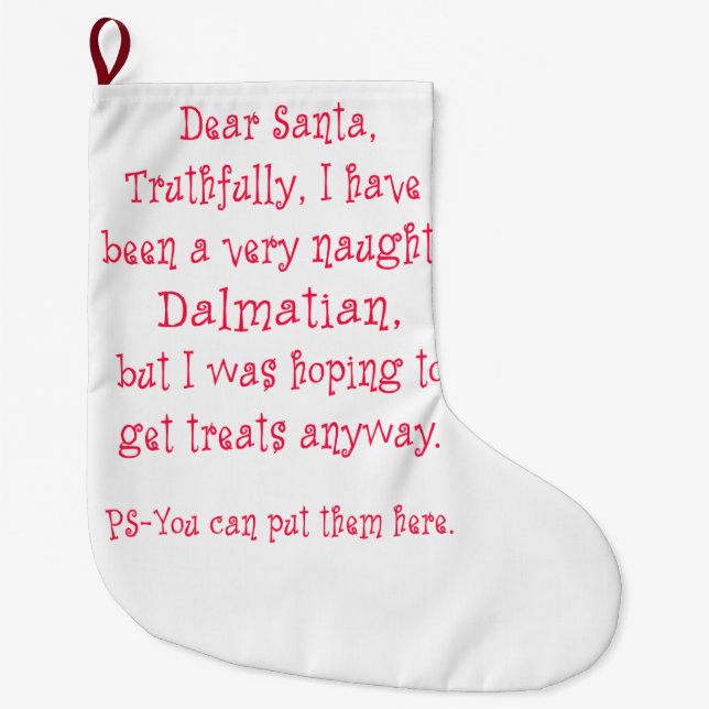 Calcetín Navideño Grande Dalmatian travieso (Anverso)