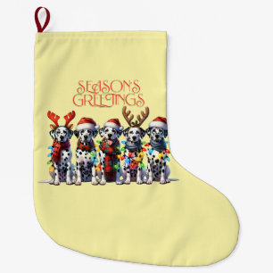 CALCETÍN NAVIDEÑO GRANDE DALMATIANOS DE TEMPORADA ESTILO BIRREAL