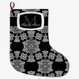 Calcetín Navideño Grande Damasco Rosa Tudor (Blanco) (Monograma)