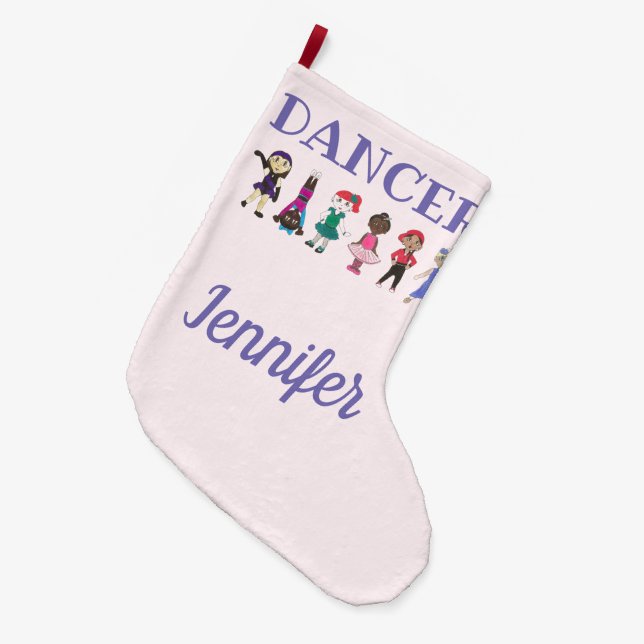 Calcetín Navideño Grande DANCER Personalizado Ballet Rosa Púrpura Tap Jazz (Frente (Colgado))