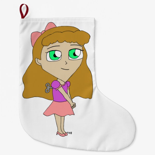 Calcetín Navideño Grande dar cuerda a chibi (Anverso)