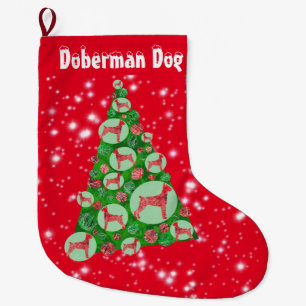 Calcetín Navideño Grande Decoración de árbol de navidad de perro Doberman P