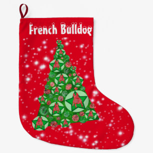 Calcetín Navideño Grande Decoración de Navidad de perro de Bulldog Francés 