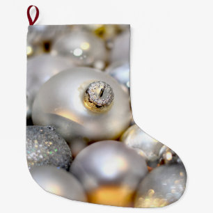 Calcetín Navideño Grande Decoración plateada de navidades