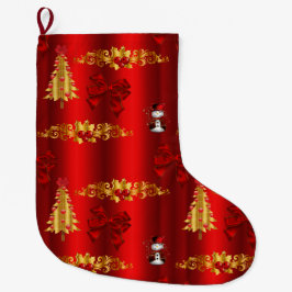 Calcetín Navideño Grande Decoraciones navideñas en rojo