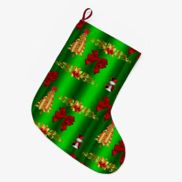 Calcetín Navideño Grande Decoraciones navideñas sobre el verde