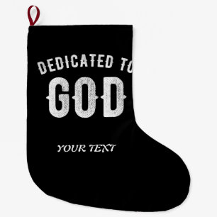 CALCETÍN NAVIDEÑO GRANDE DEDICADO A DIOS PERSONALIZABLE GUAY TEXTO BLANCO