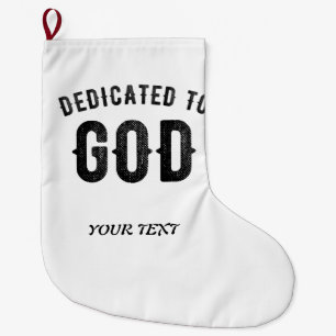 CALCETÍN NAVIDEÑO GRANDE DEDICADO A DIOS PERSONALIZABLE GUAY TEXTO NEGRO