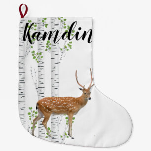 Calcetín Navideño Grande Deer Doe Woodland Buck personalizado