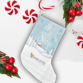 Calcetín Navideño Grande Dejar que la nieve aroma el paisaje de la nieve de