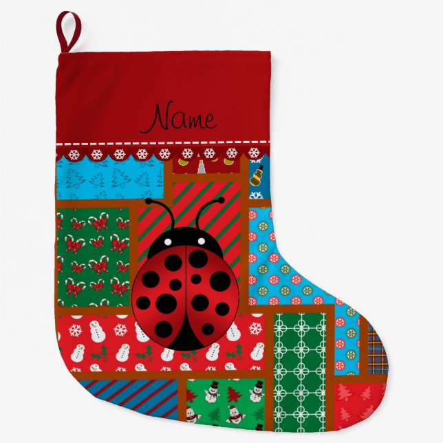 Calcetín Navideño Grande Denominación personalizada ladybug navidades feos  (Anverso)