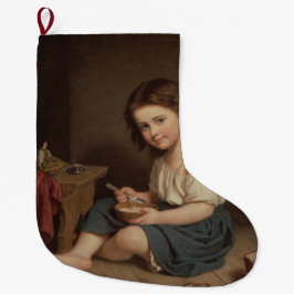 Calcetín Navideño Grande Desayuno de Chica joven y agradable (Arte de época