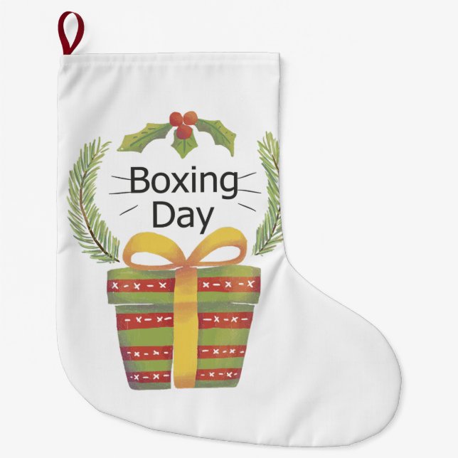Calcetín Navideño Grande día de boxeo de los navidades holly (Anverso)