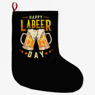Calcetín Navideño Grande Día Feliz del Trabajo Cerveza Divertida