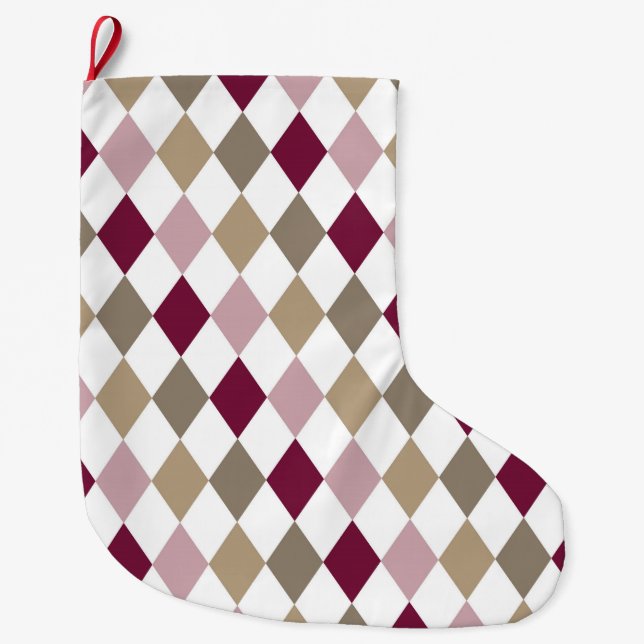 Calcetín Navideño Grande Diamantes de oro rosado de moda (Anverso)