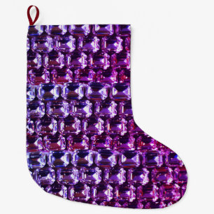 Calcetín Navideño Grande diamantes elegantes de piedras preciosas púrpura