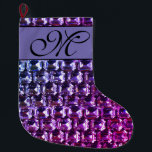 Calcetín Navideño Grande diamantes elegantes de piedras preciosas púrpura<br><div class="desc">Antiguo brillo de Hollywood y glamour -elegantes diamantes rosados púrpura, patrón de piedra gemela. ¡Una gran idea de regalo para las vacaciones de los Navidades, los cumpleaños o simplemente porque ella es maravillosa! - Dé este moderno, fabuloso, moderno, moderno, divertido, brillante y glamuroso equipaje a tu persona favorita. El texto...</div>