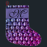 Calcetín Navideño Grande diamantes elegantes de piedras preciosas púrpura<br><div class="desc">Antiguo brillo de Hollywood y glamour -elegantes diamantes rosados púrpura, patrón de piedra gemela. ¡Una gran idea de regalo para las vacaciones de los Navidades, los cumpleaños o simplemente porque ella es maravillosa! - Dé este moderno, fabuloso, moderno, moderno, divertido, brillante y glamuroso equipaje a tu persona favorita. El texto...</div>