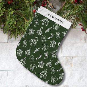 Calcetín Navideño Grande Dibujo blanco verde lindo