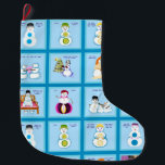 Calcetín Navideño Grande Diferentes rascacielos, diferentes tipos de nieve<br><div class="desc">Diferentes Navidades de Strokes, Different Snow Folks, pozos de arte y palabras de Kristie Hubler, con diferentes hombres de nieve, mujeres nevadas, familia de nieve, gente de nieve, de varias maneras, celebrando las festividades de las fiestas de invierno</div>