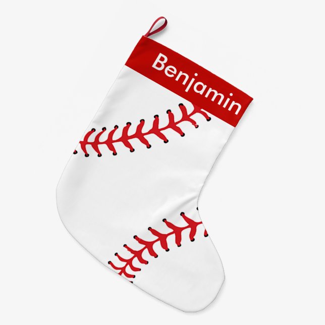 Calcetín Navideño Grande Diseño de béisbol Grandes Navidades (Frente (Colgado))