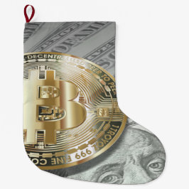 Calcetín Navideño Grande Diseño de facturación de Bitcoin Dollar