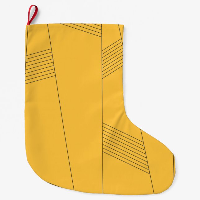 Calcetín Navideño Grande Diseño gráfico abstracto simple, amarillo y modern (Anverso)