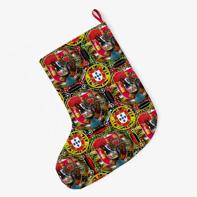 Calcetín Navideño Grande diseños portugueses  (Anverso (colgado))