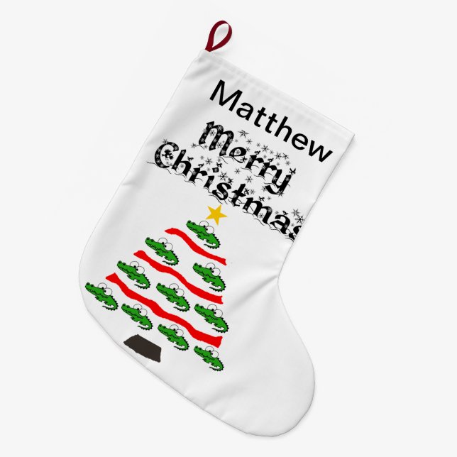 Calcetín Navideño Grande Divertido Personalizado de árbol de Navidad (Frente (Colgado))