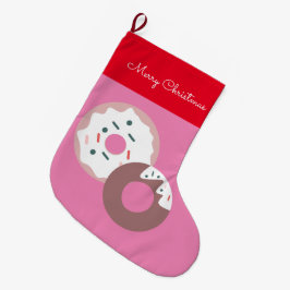 Calcetín Navideño Grande Donas De Navidad Purpurina Panadería  Feliz Navida