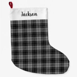 Calcetín Navideño Grande Douglas Gray Tartain Tapa Gris Negro