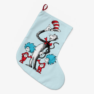 Calcetín Navideño Grande Dr. Seuss El gato en el sombrero, Cosita Uno y C