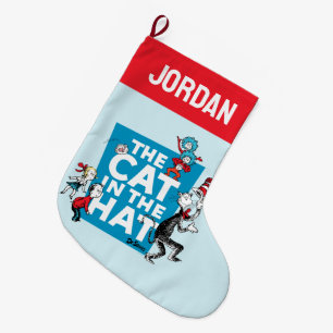 Calcetín Navideño Grande Dr. Seuss Logotipo del gato en el sombrero - Per