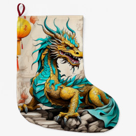 Calcetín Navideño Grande Dragón chino tradicional para el Año Nuevo chino