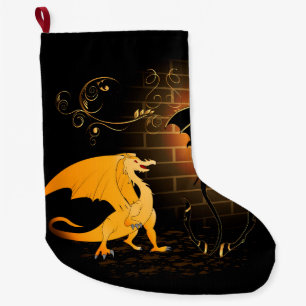 Calcetín Navideño Grande Dragones asombrosos con los elementos florales