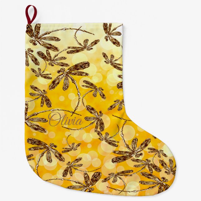 Calcetín Navideño Grande Dragonfly Sunshine (Anverso)