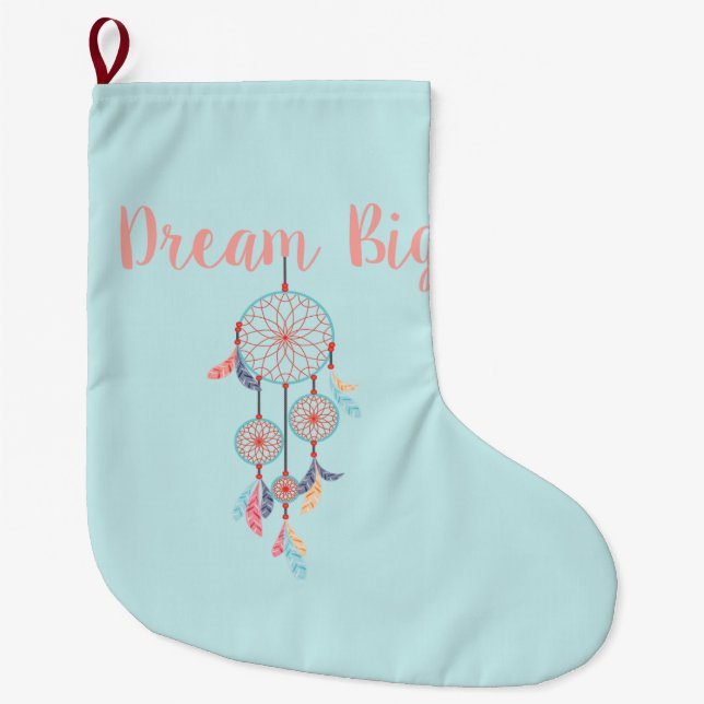 Calcetín Navideño Grande Dream Big Dreamcatcher Bohemian Dream Catcher (Anverso)