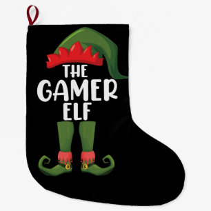 Calcetín Navideño Grande Duende Gamer Navidad Familiar Gamer Coincidente
