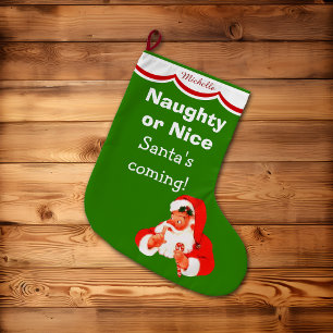 Calcetín Navideño Grande Dulces Niños Traviesos o Buenos de Santa