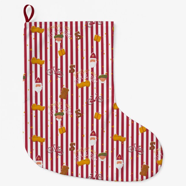 Calcetín Navideño Grande Dutch Sinterklaas Christmas Stocking Sint and Piet (Anverso)