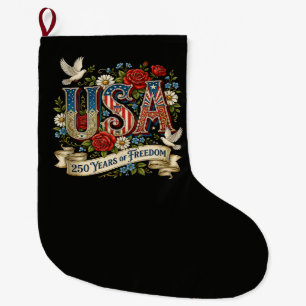 Calcetín Navideño Grande EE. UU. América 1776-2026 250 Años Libertad