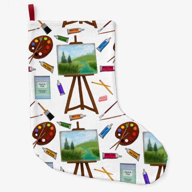 Calcetín Navideño Grande El arte del estudio del artista suministra el (Anverso)