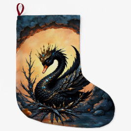 Calcetín Navideño Grande El cisne de obsidiana de la gracia a la luz de la 